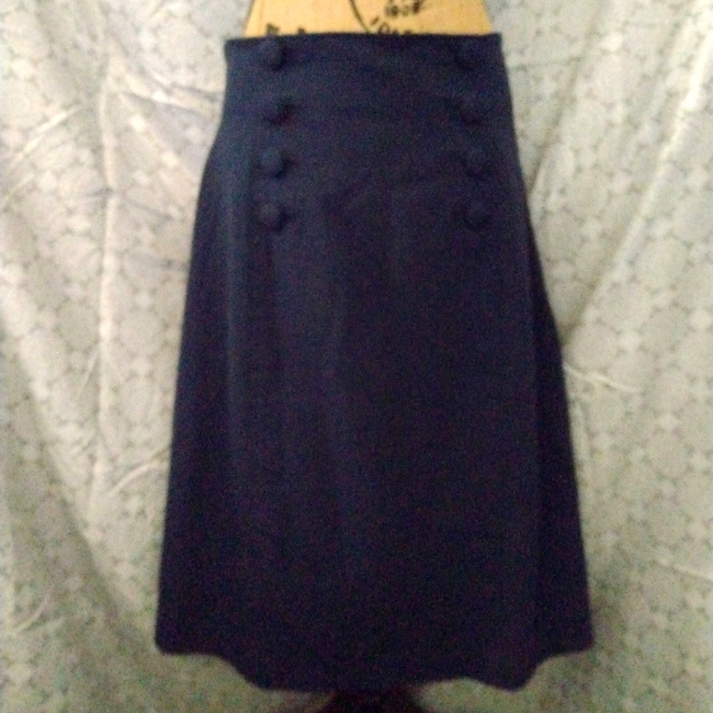 Chadwick's Navy Blue Buttoned Skirt